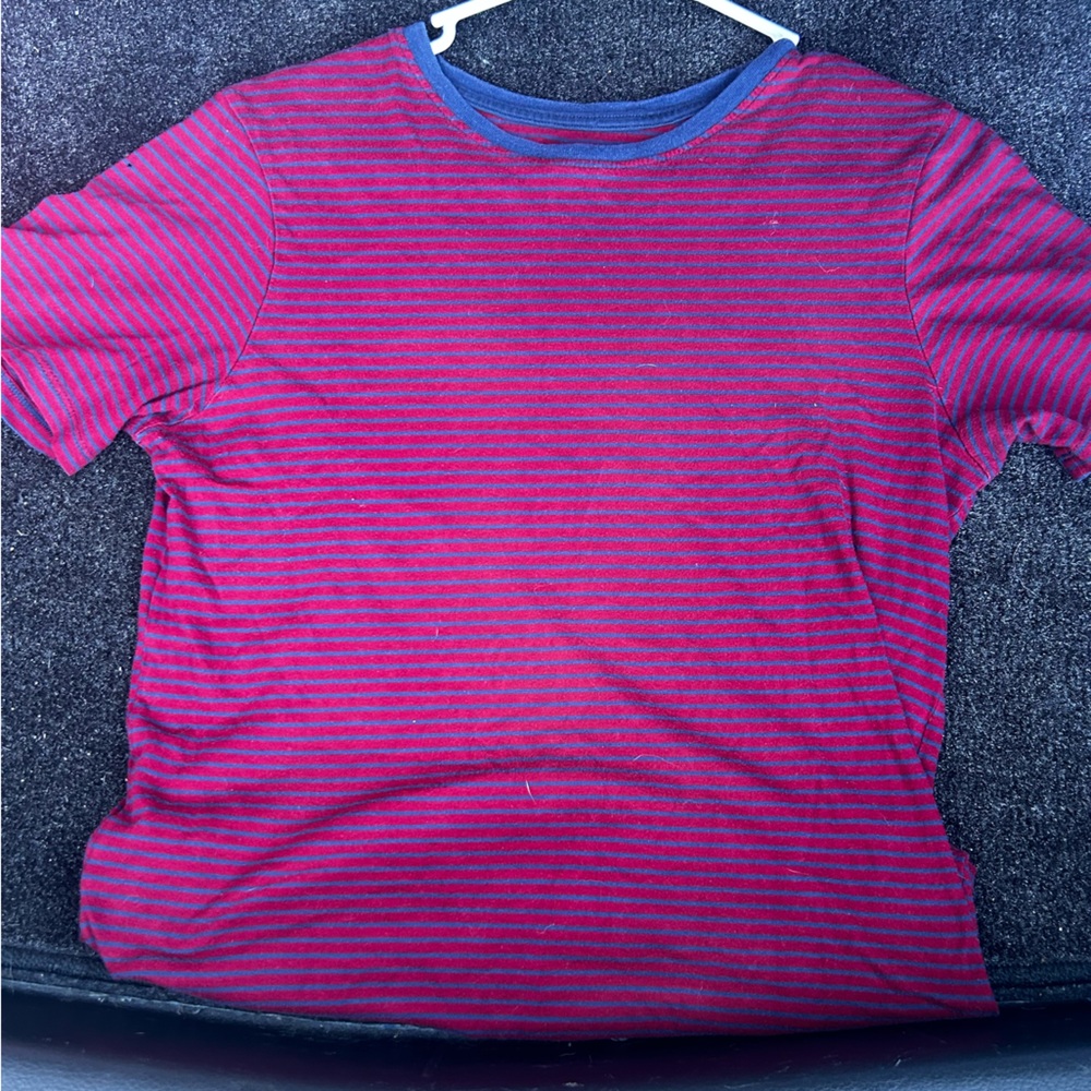 H&M Organic Cotton Red and Blue Striped Shirt